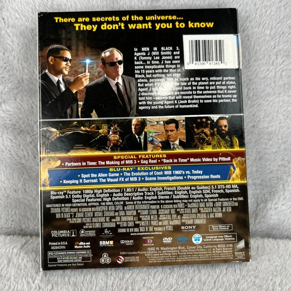 Men in Black 3 Blu-ray DVD Combo Target Exclusive New Sealed Will Smith MIB 3